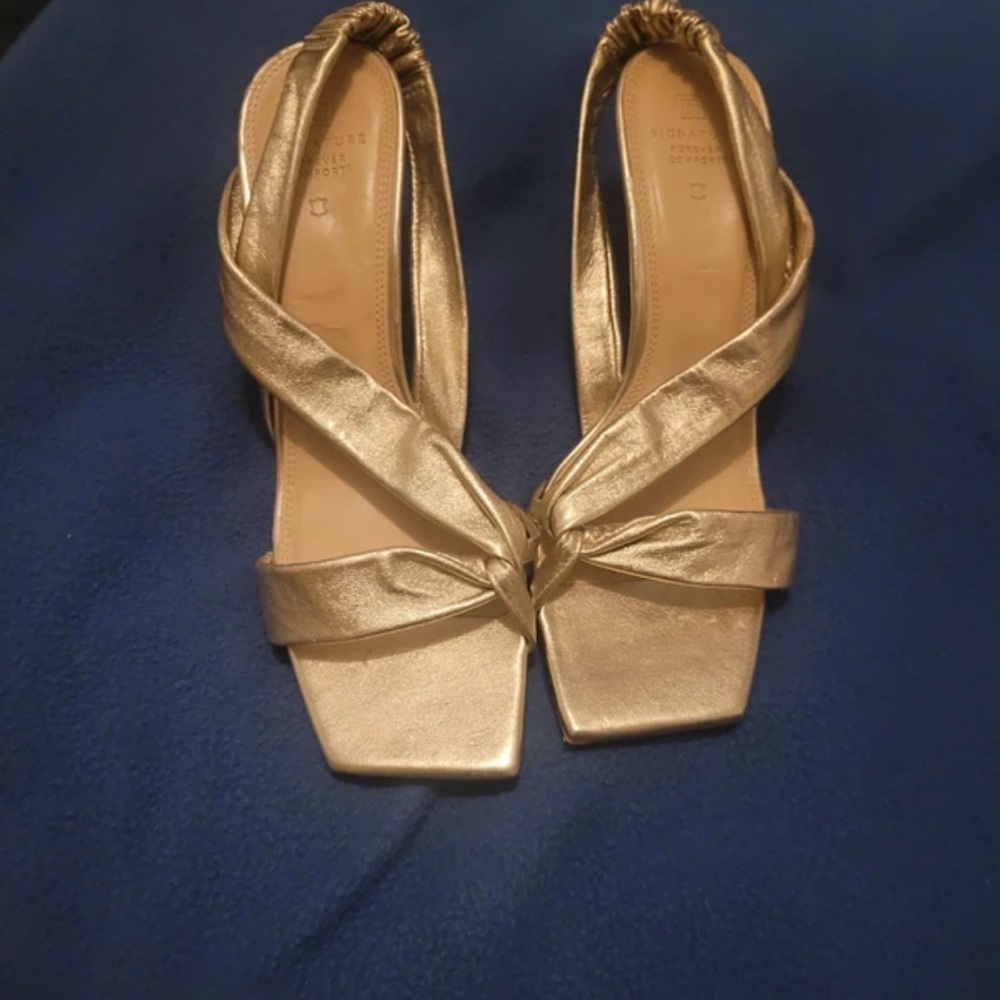 Next Gold Women's Twisted Strap Slingback Heels
